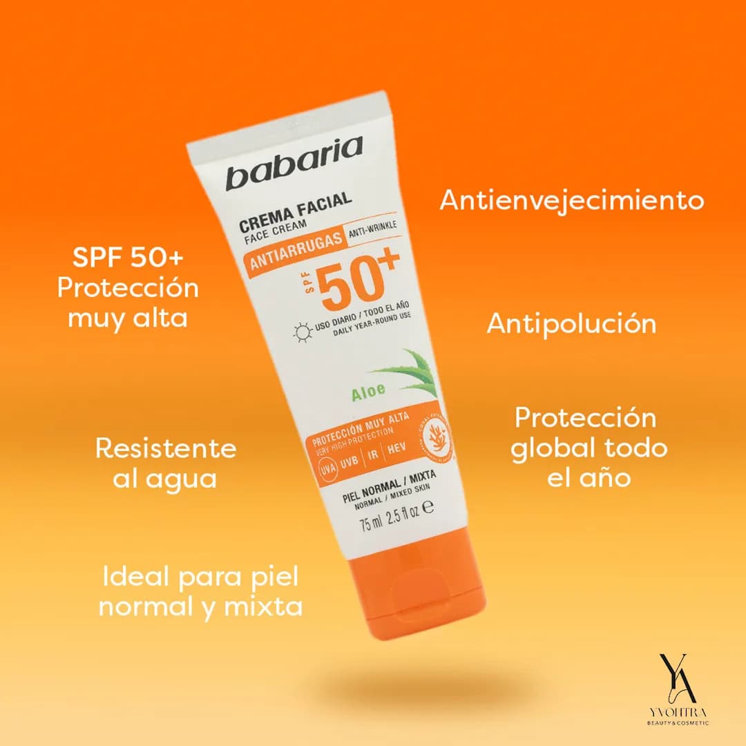ضد آفتاب ضد پیری SPF50 باباریا BABARIA حاوی آلوورا حجم 75 میل — تصویر ۹