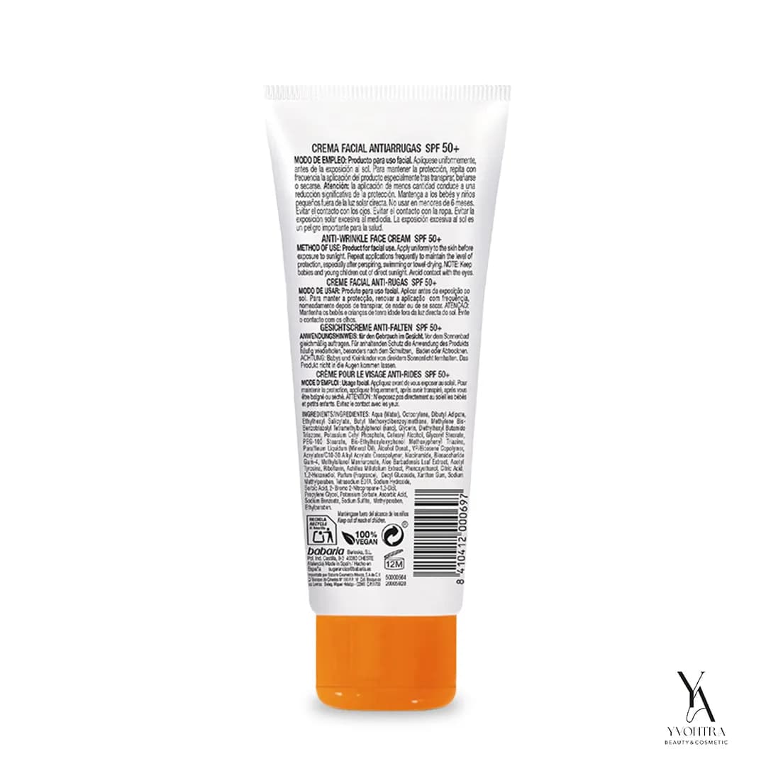 ضد آفتاب ضد پیری SPF50 باباریا BABARIA حاوی آلوورا حجم 75 میل — تصویر ۷