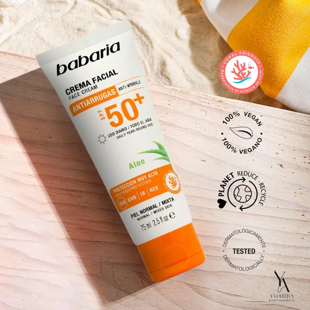 ضد آفتاب ضد پیری SPF50 باباریا BABARIA حاوی آلوورا حجم 75 میل — تصویر ۶
