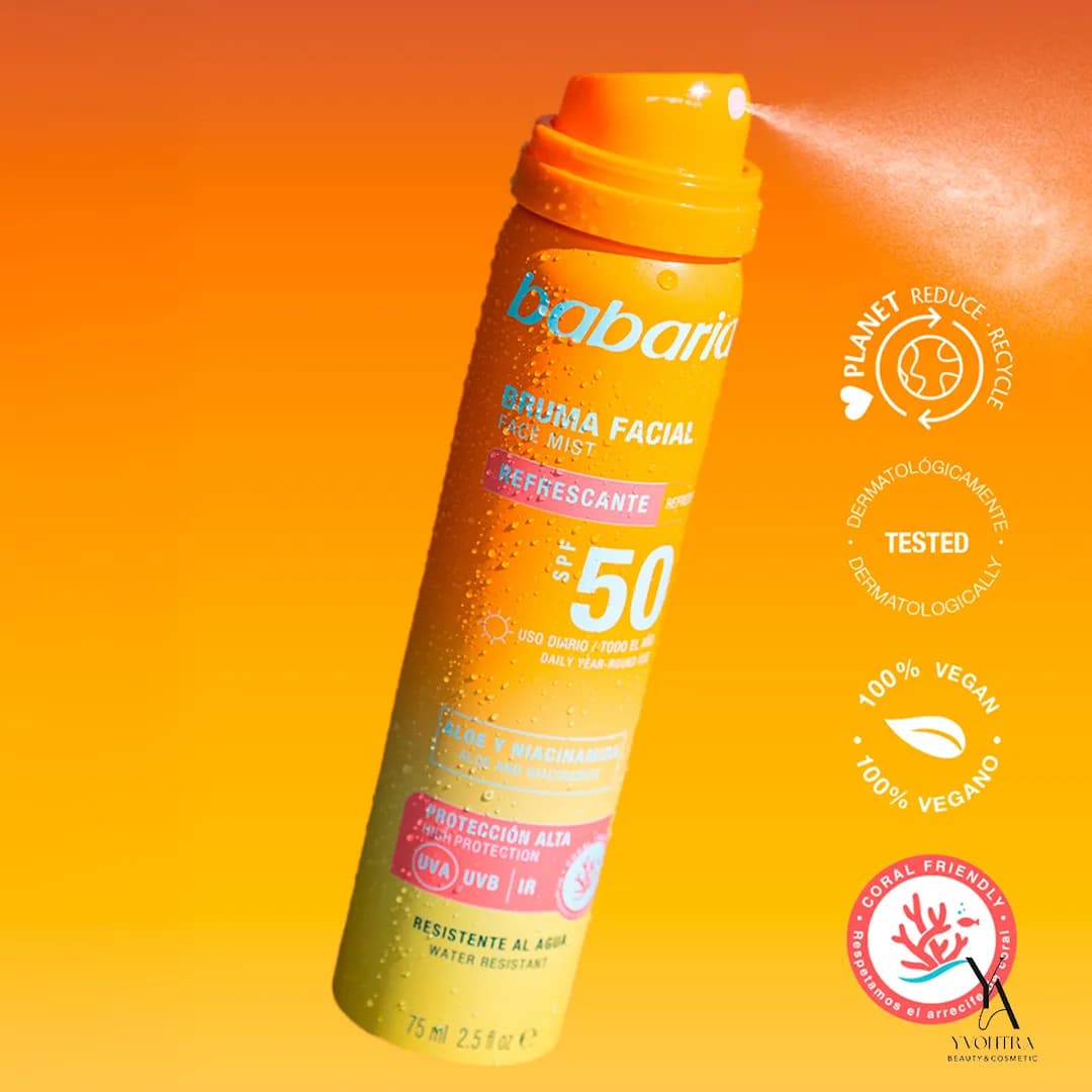 اسپری ضد آفتاب صورت باباریا BABARIA حاوی SPF50 حجم 75 میل — تصویر ۵