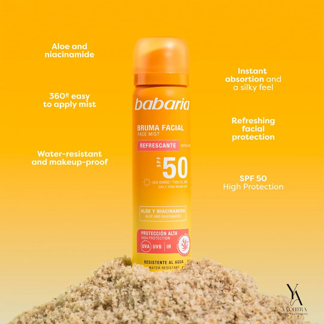 اسپری ضد آفتاب صورت باباریا BABARIA حاوی SPF50 حجم 75 میل — تصویر ۹