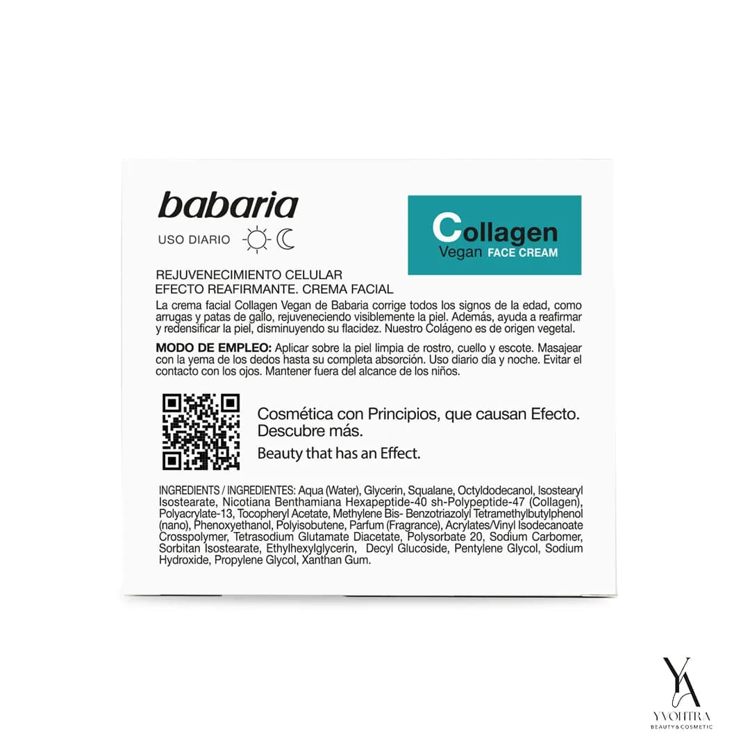 کرم کلاژن سفت کننده و ضد چروک صورت باباریا BABARIA مدل COLLAGEN VEGAN حجم 50 میل — تصویر ۴