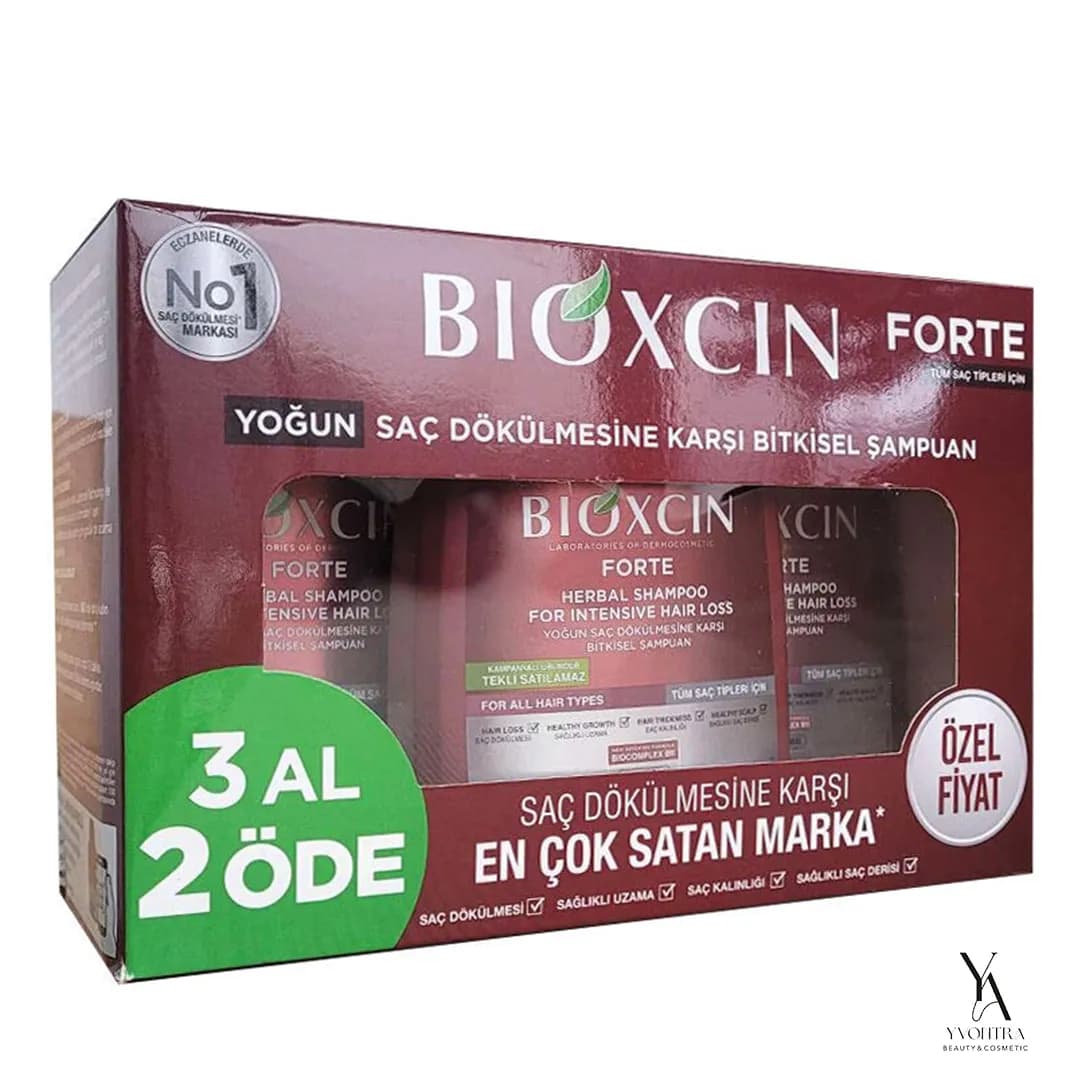 پک سه عددی شامپو ضد ریزش بیوکسین BIOXCIN مدل فورت مناسب انواع موها حجم 300 میل