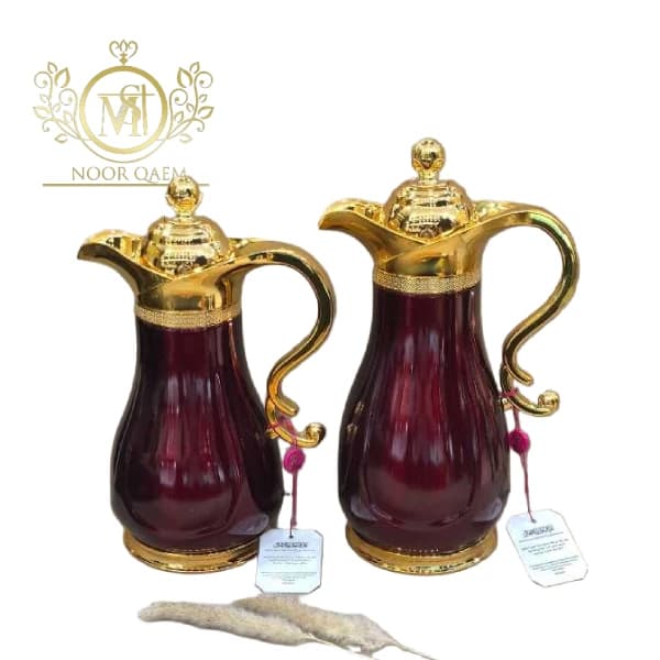 فلاسک اماراتی دو قلو شیار دار اکلیلی قرمز