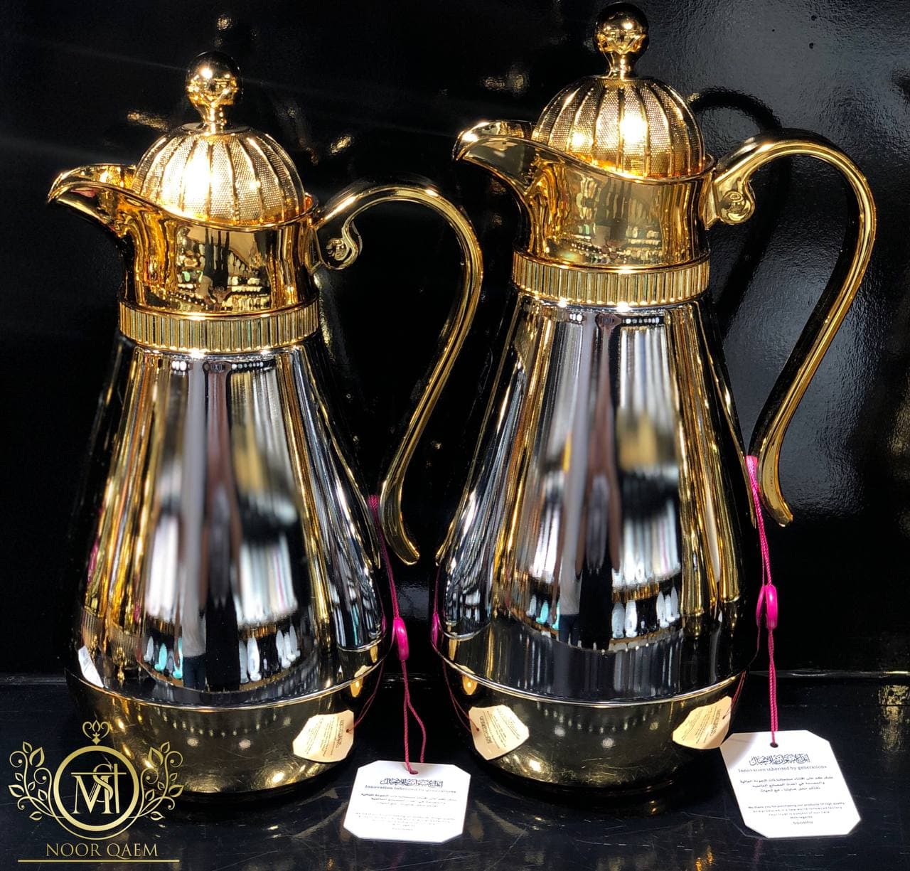 فلاسک دو قلو عربی ساده طلایی — تصویر ۵