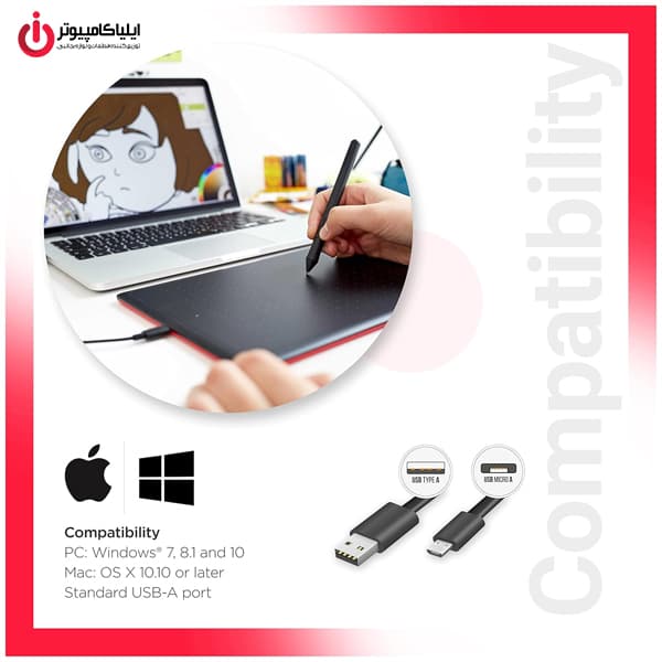 قلم نوری و ماوس پن وکوم مدل Wacom One By CTL-672 — تصویر ۷