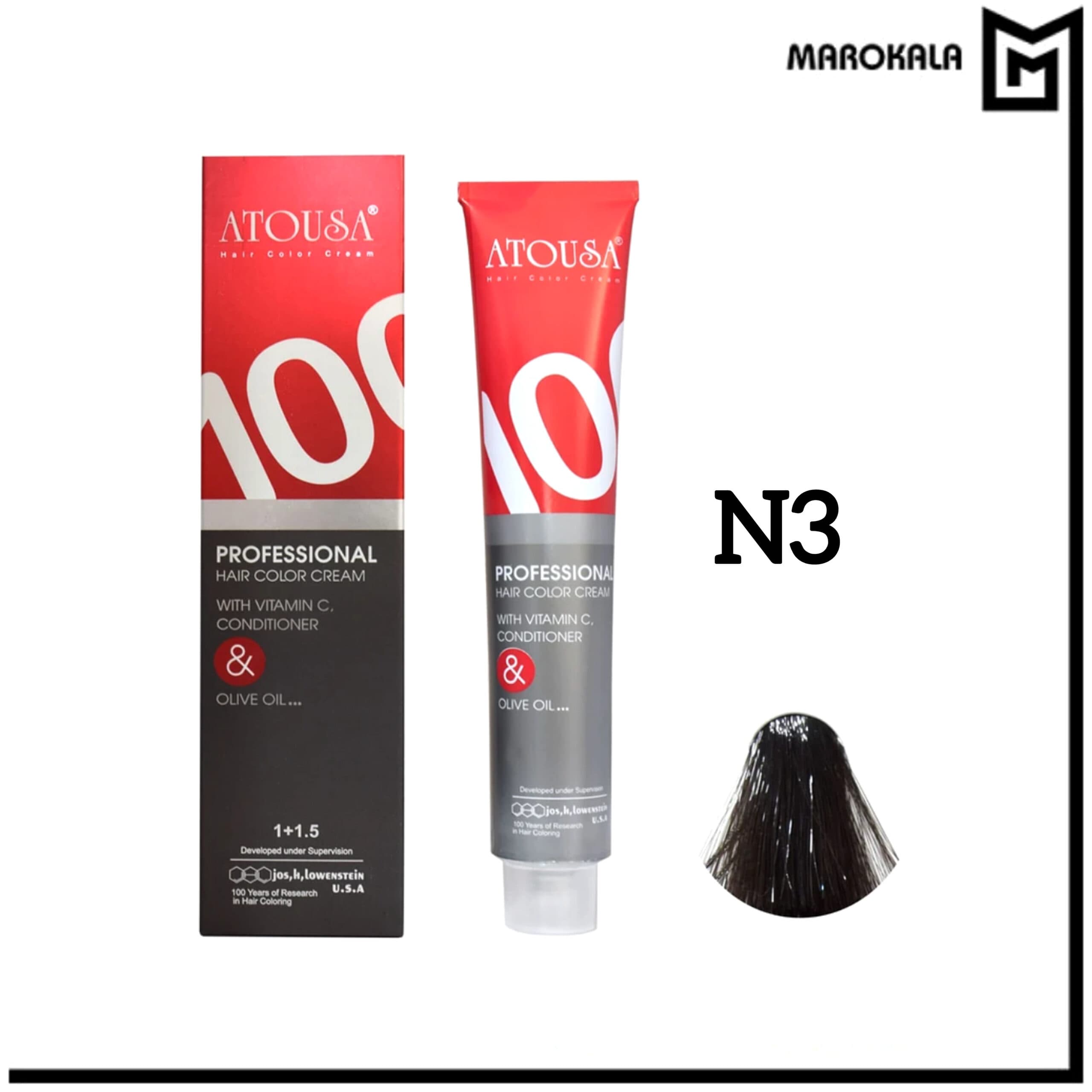 رنگ مو آتوسا شماره N3 (قهوه ای متوسط) حجم 50 میلی لیتر (قیمت خرید عمده 119.000 تومان)