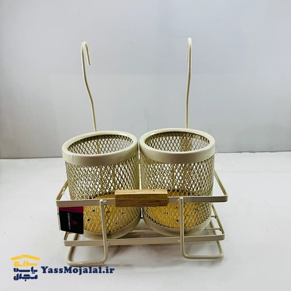 جاقاشقی دوقلو آویز رنگ کرم مدل توری