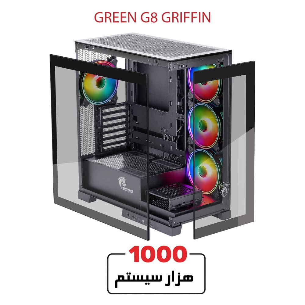 کیس کامپیوتر گیمینگ گرین مدل GRIFFIN G8 MID TOWER — تصویر ۱۰