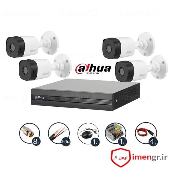 پک کامل 4 دوربین مداربسته داهوا B1A21P