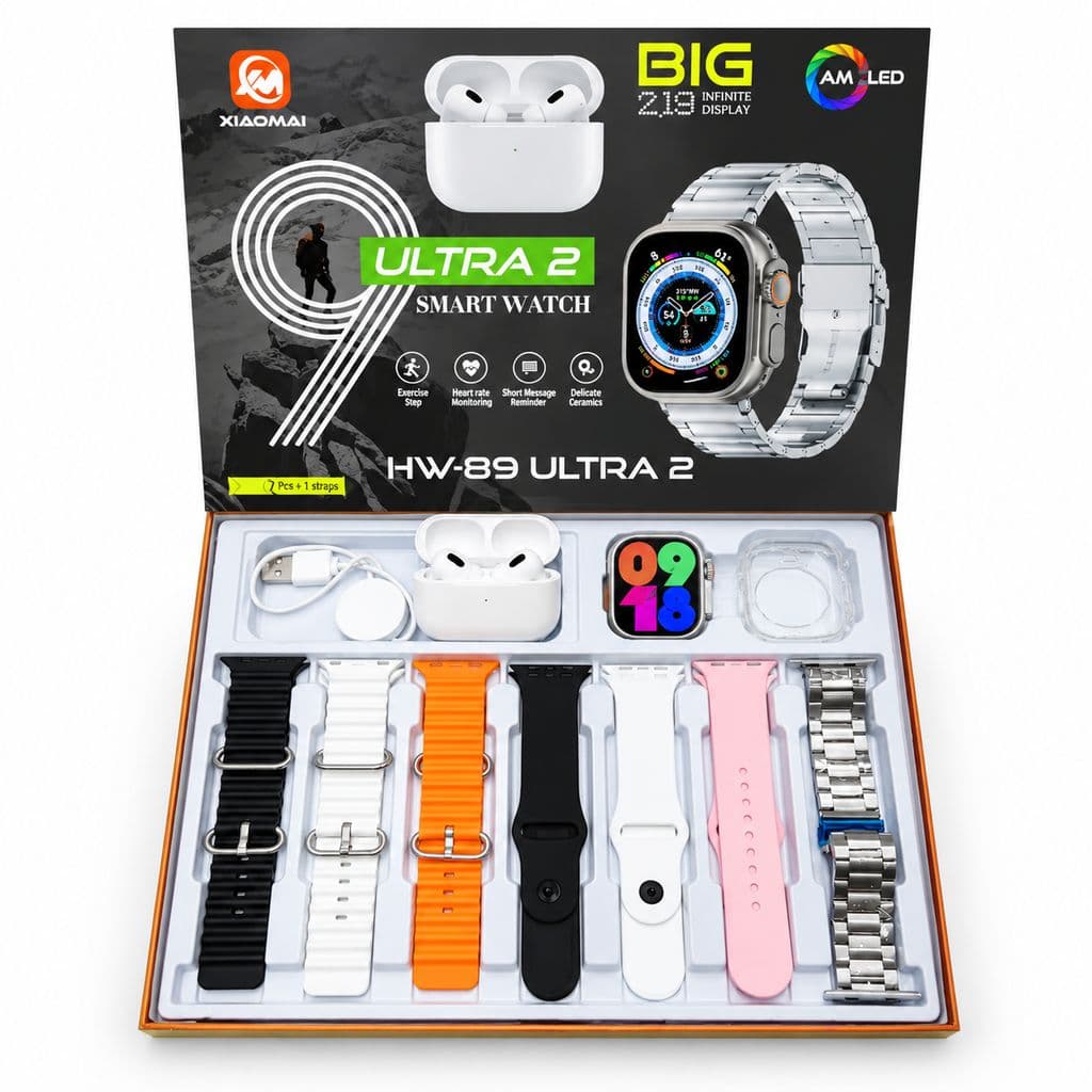 پک ساعت هوشمند الترا و ایرپاد پرو با 7 بند متنوع مدل HW-89 ULTRA2 — تصویر ۶