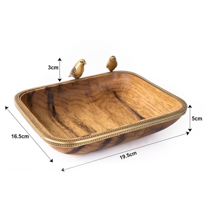 آجیل خوری چوبی برنجی گلدکیش Golden Bird کد GK829510 — تصویر ۵