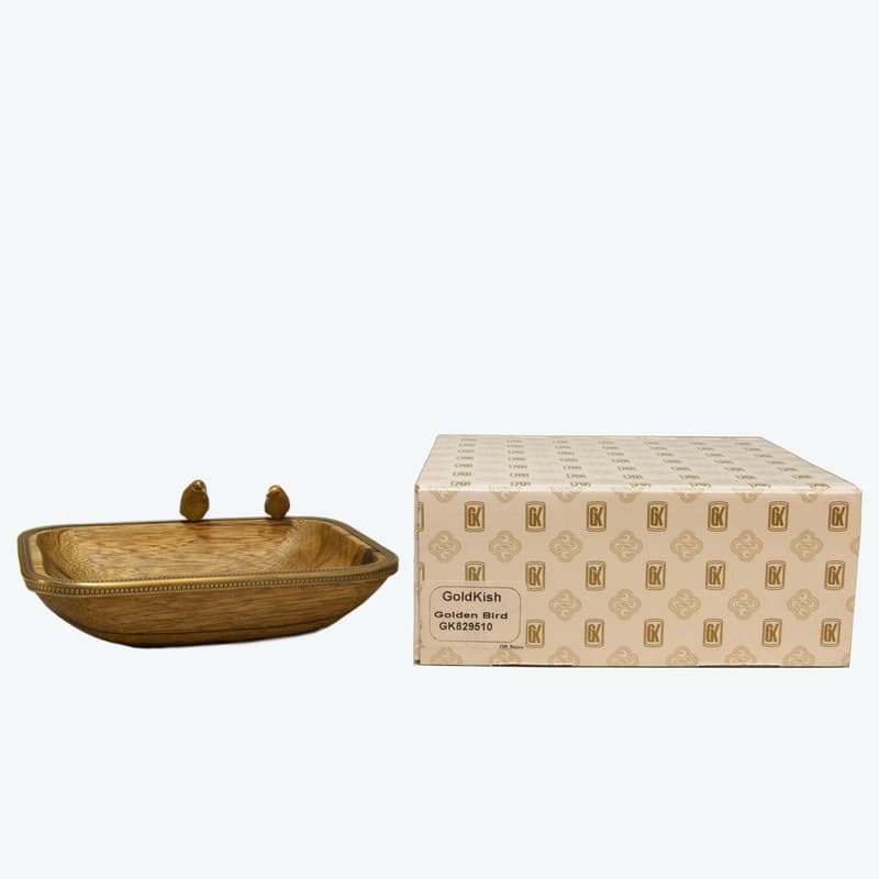 آجیل خوری چوبی برنجی گلدکیش Golden Bird کد GK829510 — تصویر ۶