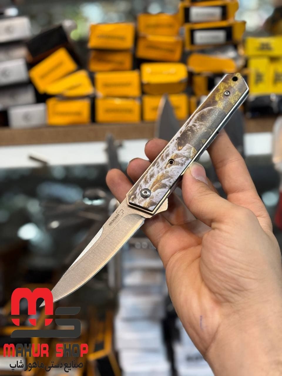 چاقو جیبی خارجی Boker مدل استتار ویژه کمپ و طبیعت گردی