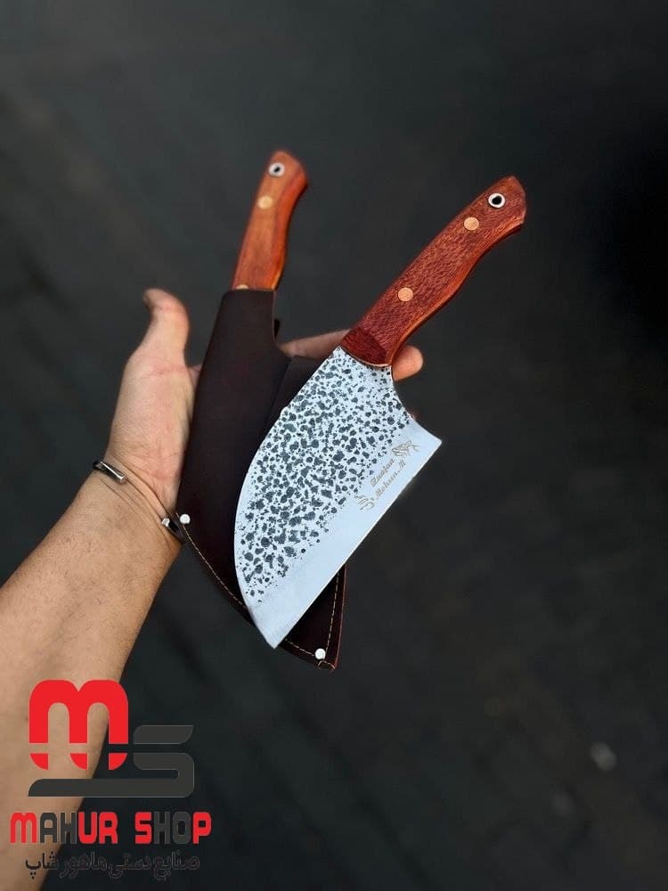 ساطور برش طرح صربستانی تیغه فولاد چرب نگهداری بشه با غلاف