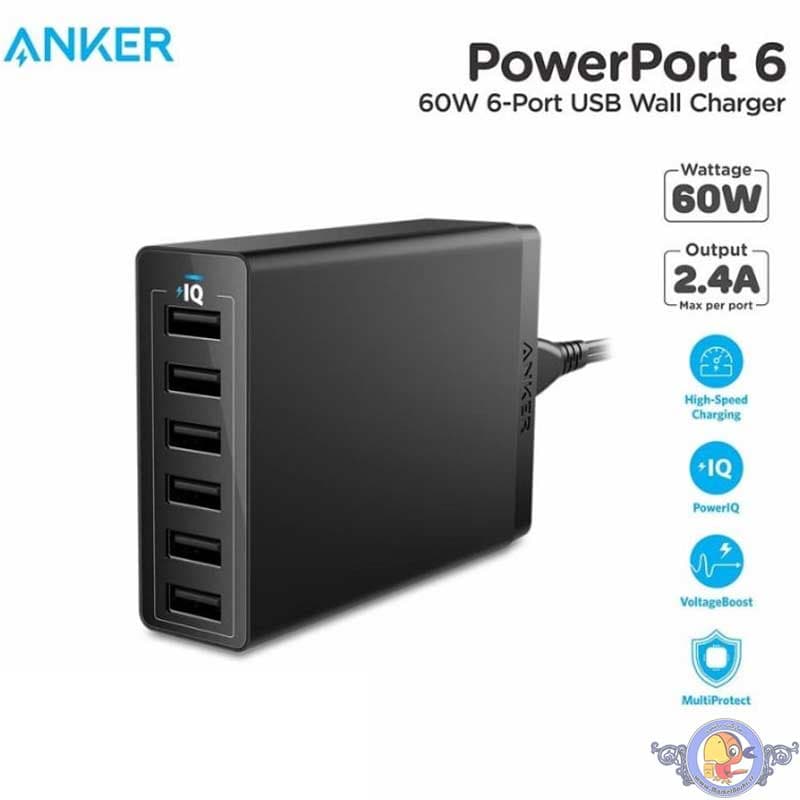 شارژر رومیزی انکر مدل Anker A2123 با 6 پورت و توان 60W
