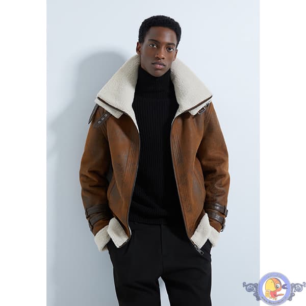 کاپشن زارا ZARA CONTRAST DOUBLE COLLAR JACKET — تصویر ۸