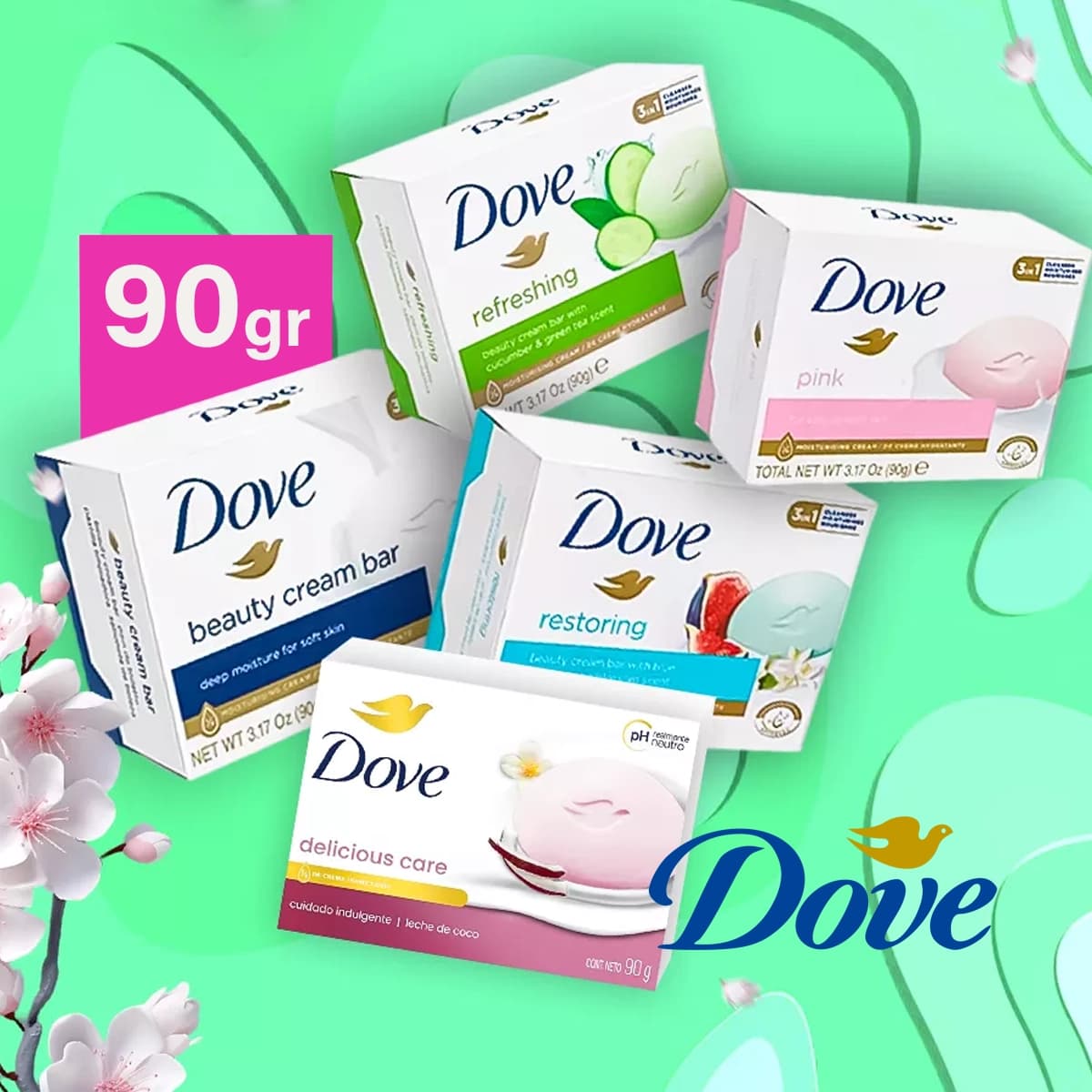 صابون بیوتی کرمی 3 در 1 داو مدل آرایشی و زیبایی عصاره شیر سری جدید 90 گرم — تصویر ۵
