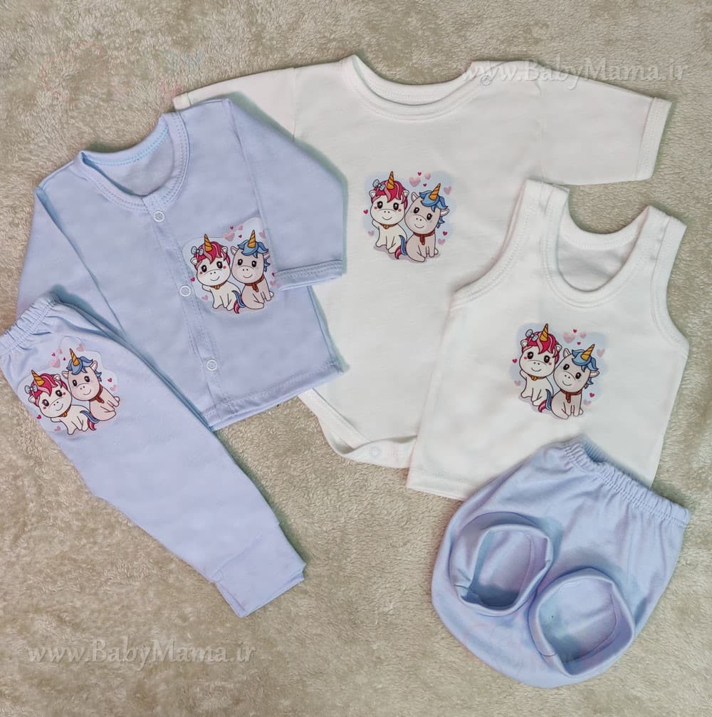 ست 5 تیکه چاپی minel baby آبی