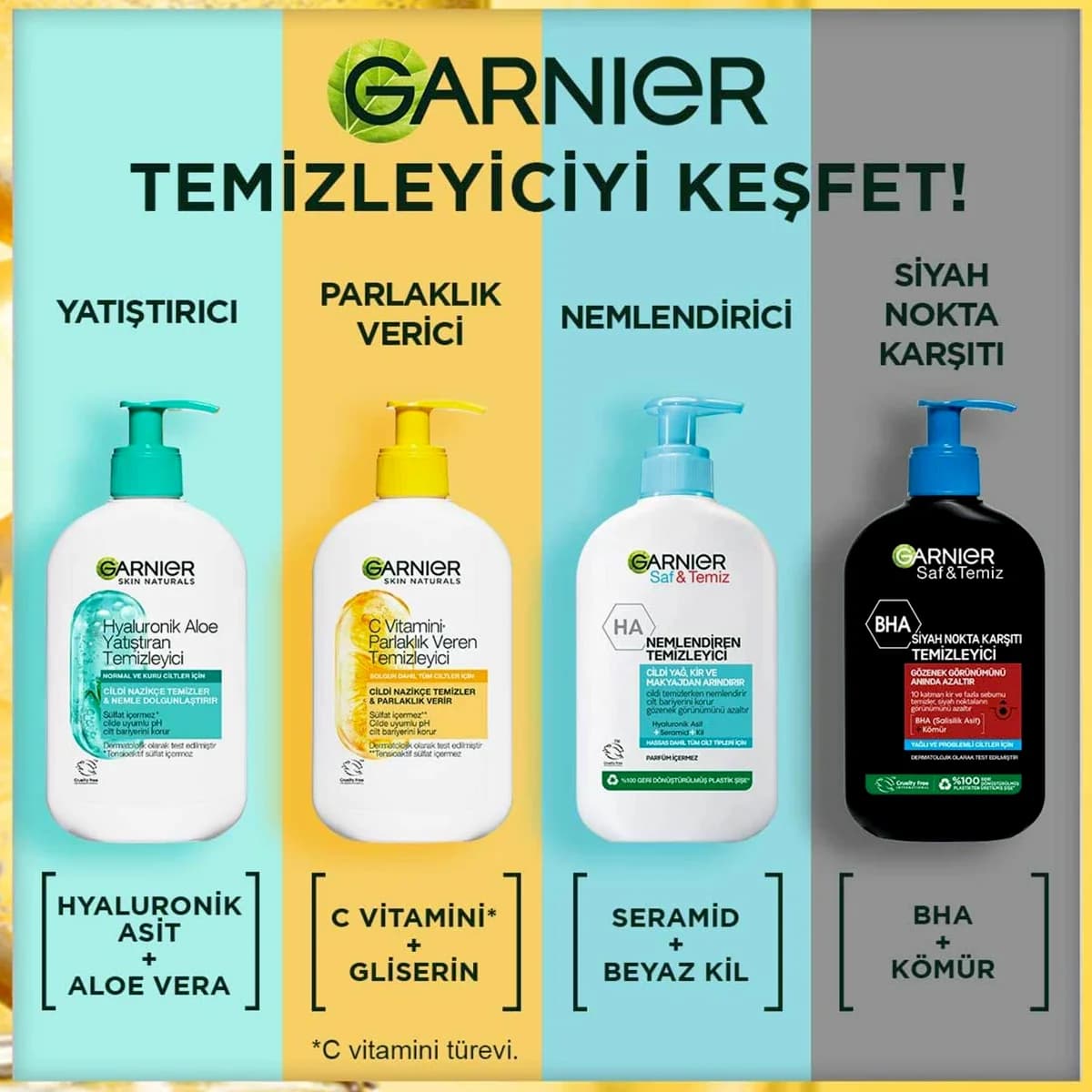 شوینده کرمی صورت گارنیر سری Skin Naturals مدل Garnier Brightening Cream Cleanser Vitamin C روشن کننده و مغذی پوست ،بدون سولفات حجم 250 میل — تصویر ۱۱