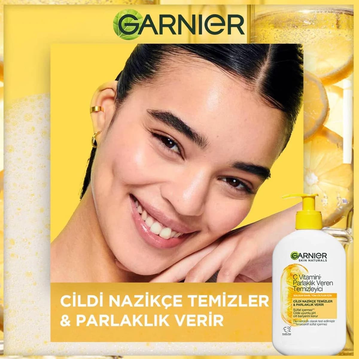 شوینده کرمی صورت گارنیر سری Skin Naturals مدل Garnier Brightening Cream Cleanser Vitamin C روشن کننده و مغذی پوست ،بدون سولفات حجم 250 میل — تصویر ۱۰