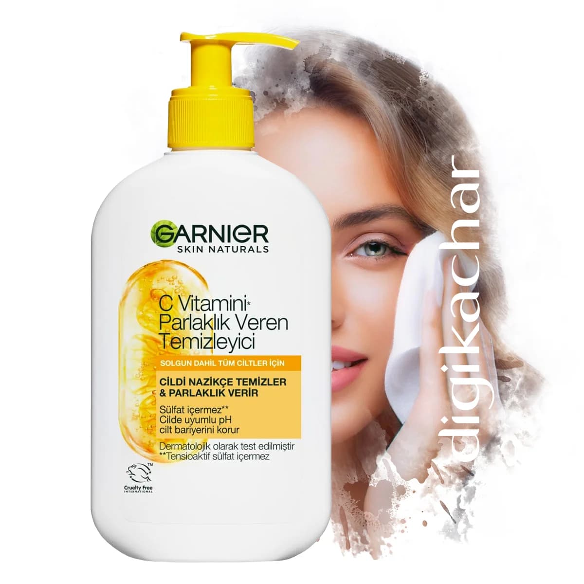شوینده کرمی صورت گارنیر سری Skin Naturals مدل Garnier Brightening Cream Cleanser Vitamin C روشن کننده و مغذی پوست ،بدون سولفات حجم 250 میل