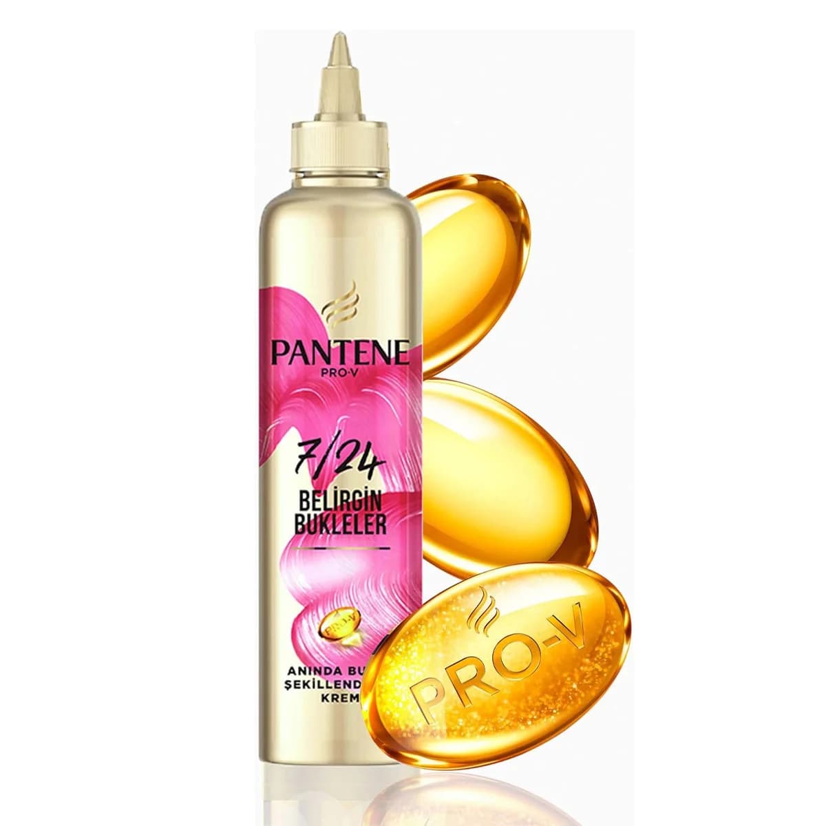 کرم مو حالت دهنده و تقویت کننده پنتن مدل pantene pro v 7/24 Belirgin Bukleler طلایی مخصوص موهای فردار 300 میل — تصویر ۵
