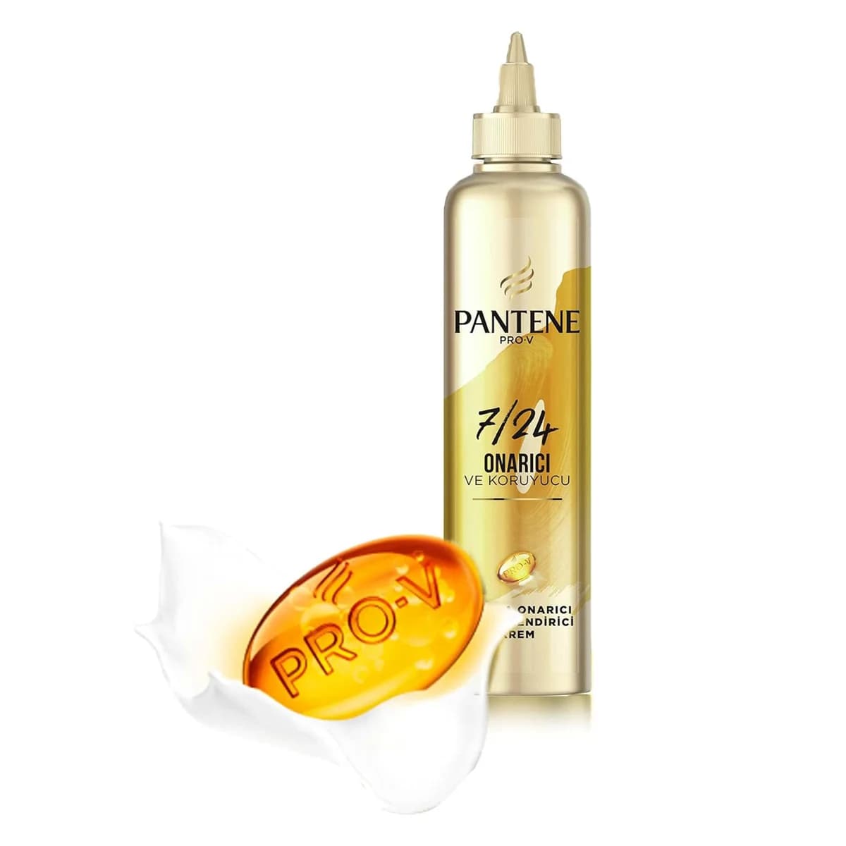 کرم مو ترمیم کننده و حجم دهنده پنتن مدل Pantene pro v 7/24 onarici ve koruyucu طلایی 7/24 مخصوص موهای آسیب دیده و نازک 300 میل — تصویر ۷