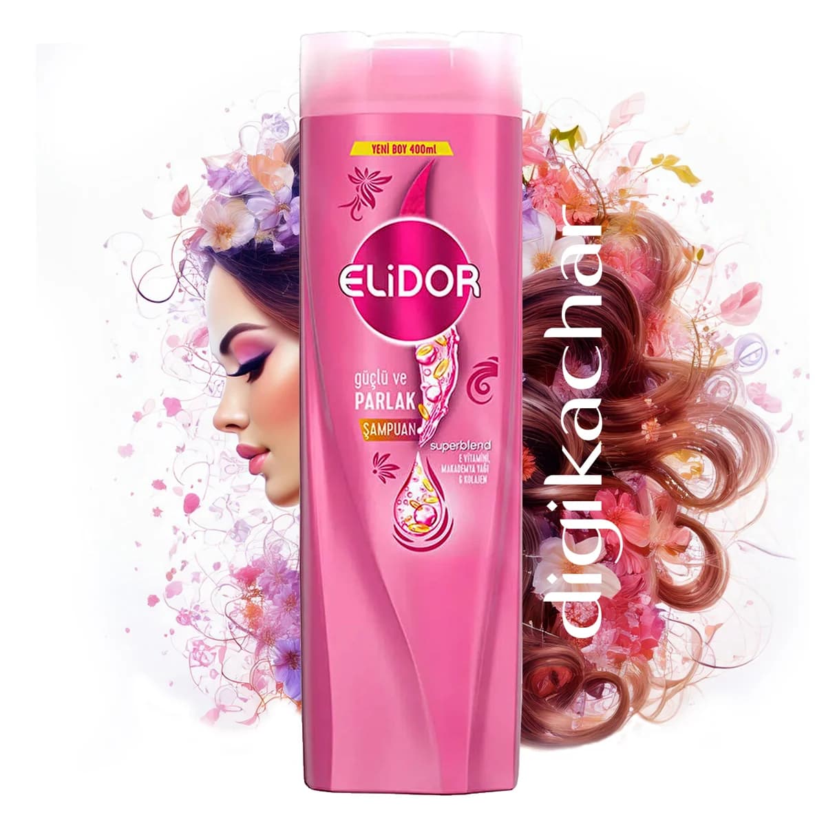 شامپو الیدور 2 در 1 مدل Elidor guclu ve parlak تقویت کننده و براق کننده مو ، مناسب موهای مات و کدر و ضعیف و شکننده حجم 400 میل