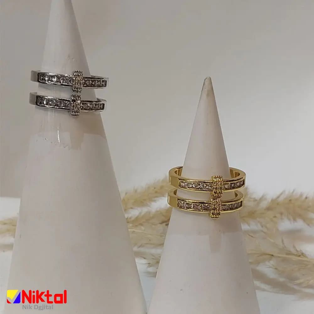 انگشتر ژوپینگ نگین‌دار R4 | قابل تنظیم و ضد حساسیت — تصویر ۹