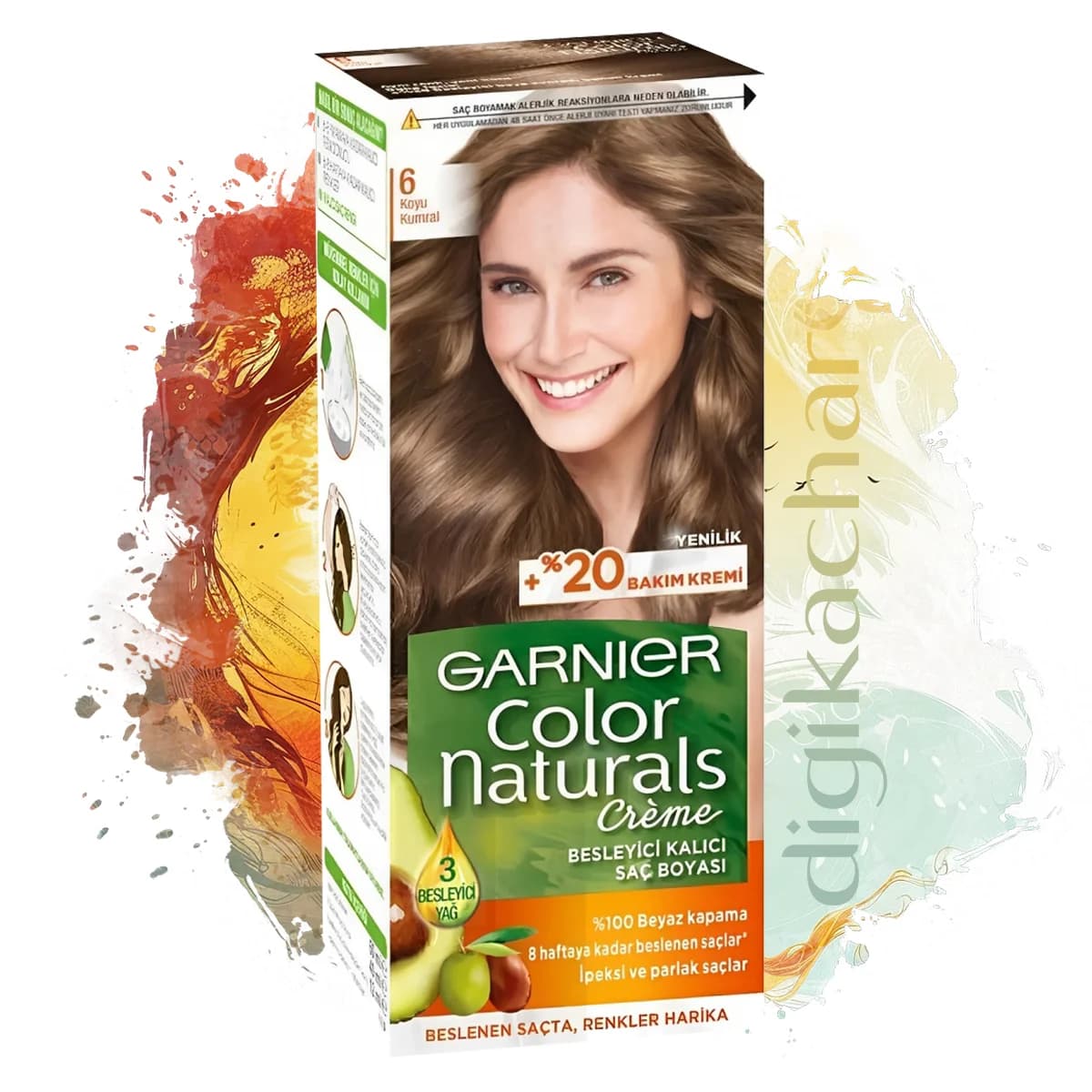 کیت رنگ مو گارنیر شماره Garnier color Naturals 6 پایه رنگ کاراملی تیره