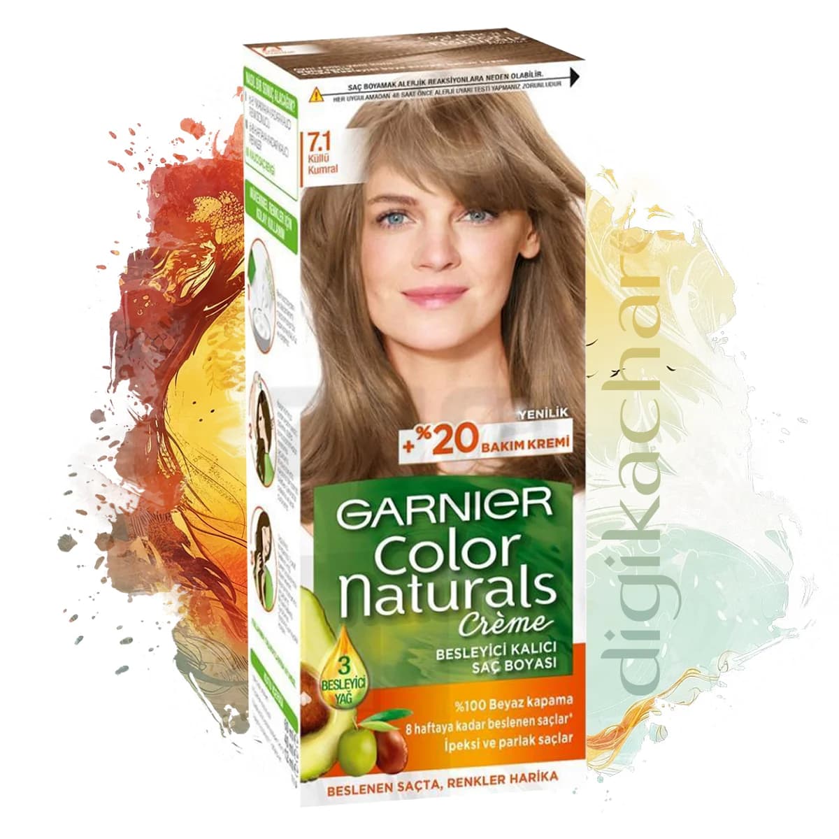 کیت رنگ مو گارنیر شماره Garnier color Naturals 7.1 پایه رنگ کاراملی دودی