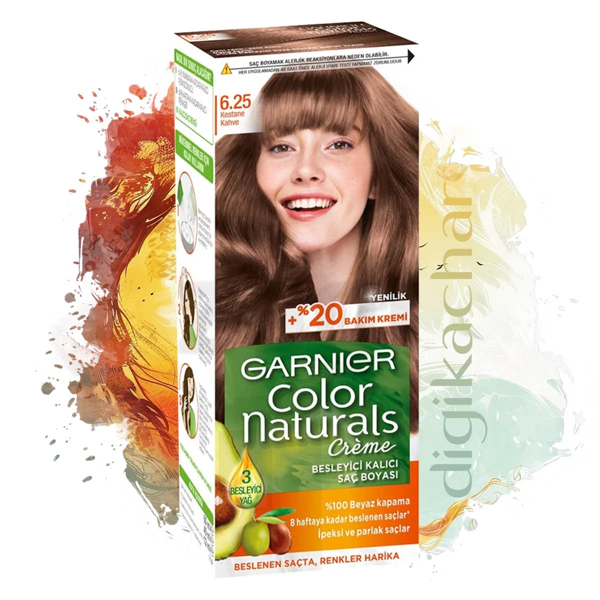 کیت رنگ مو گارنیر شماره Garnier color Naturals 6.25 پایه رنگ قهوه ای بلوطی