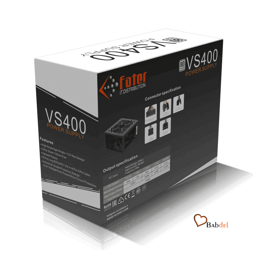 منبع تغذیه کامپیوتر فاطر مدل FATER POWER VS400 — تصویر ۲