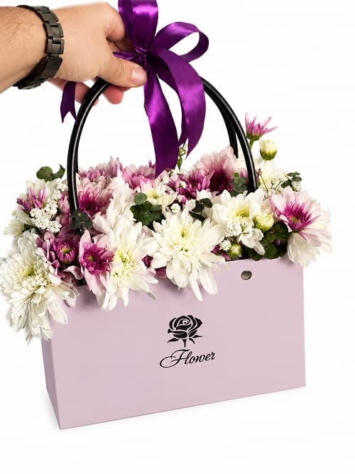 باکس گل طبیعی تبریک داوودی (فلاور بگ )