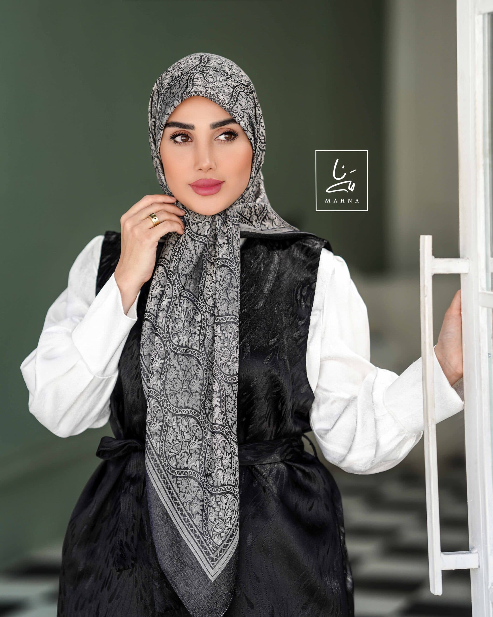 روسری ژاکارد ترک طوسی