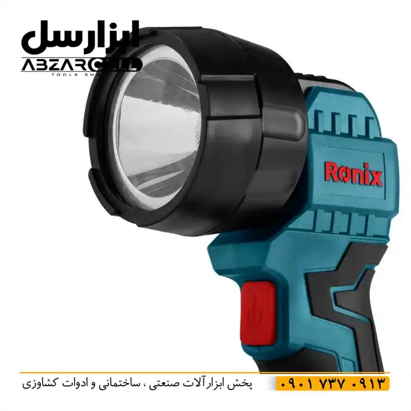 چراغ نور افکن شارژی 20 ولت رونیکس 8630| مدت کار 6 ساعت| زاویه چرخش چراغ 90 درجه| نور LED — تصویر ۴