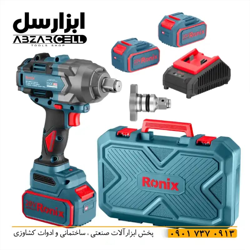 بکس شارژی براشلس 20 ولت رونیکس 8675| 2 باتری| اصل| ضمانت 12 ماه| سری 3.4 و 1.2 اینچ