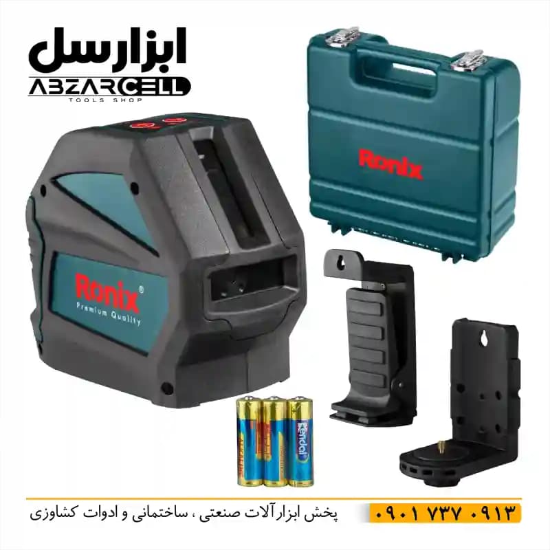 تراز لیزری نور سبز دو خط رونیکس RH-9500G| اصل| کیف حمل| طول 20 متر و 50 متر با رسیور