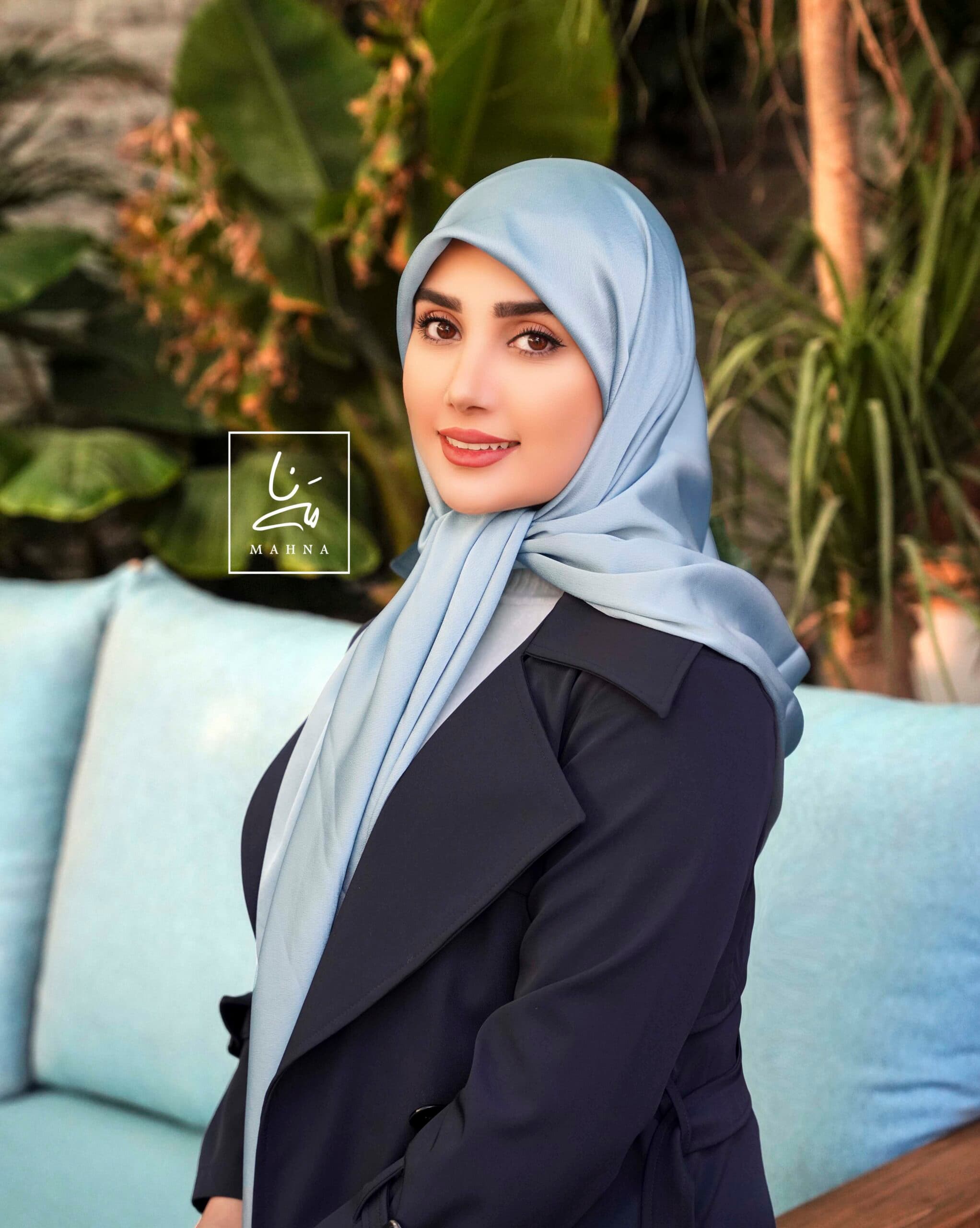 روسری ساتن پوکو آبی روشن