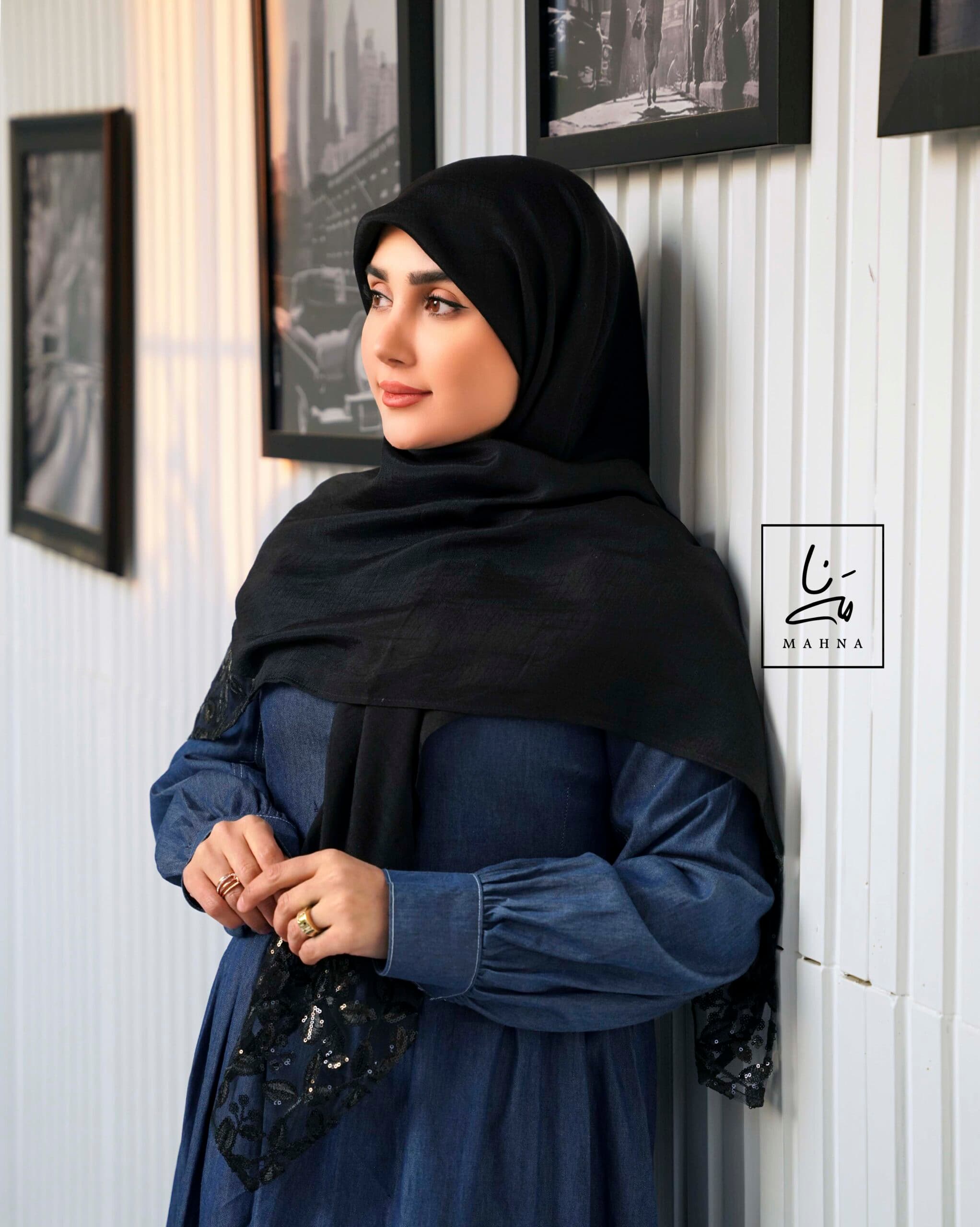 روسری توردوزی مشکی مدل آی ناز کد 2 — تصویر ۳