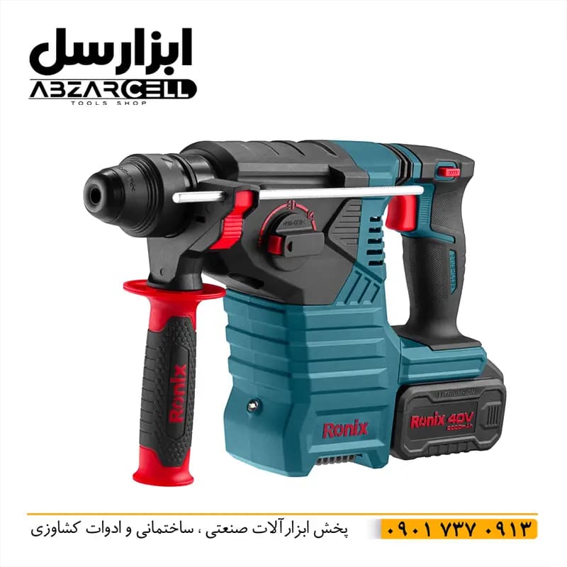 بتن کن شارژی 40 ولت رونیکس 8910-40V| اصل| ضمانت 12 ماه| کیف حمل| دو باتری| 4 حالته — تصویر ۲