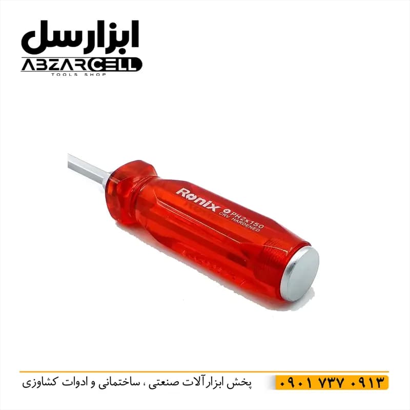 پیچ گوشتی ضربه خور چهار سو رونیکس مدل RH-2965 | نوک آهنربایی| پوشش اکسید سیاه در نوک — تصویر ۵