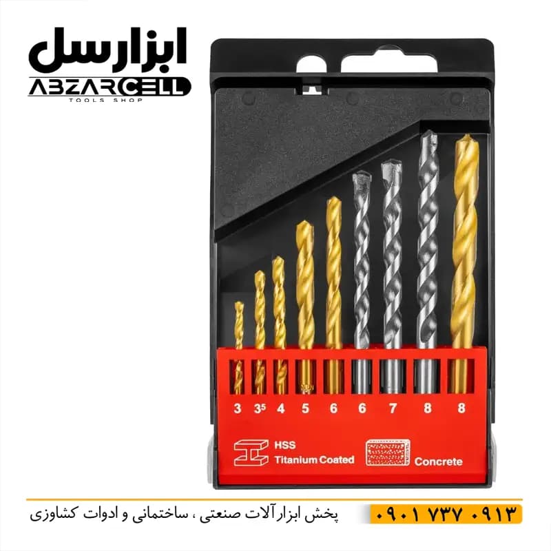 ست مته آهن و فلز رونیکس مدل RH-5585| اصل| ست 9 عددی| مخصوص سوراخ کاری بتن و فلز