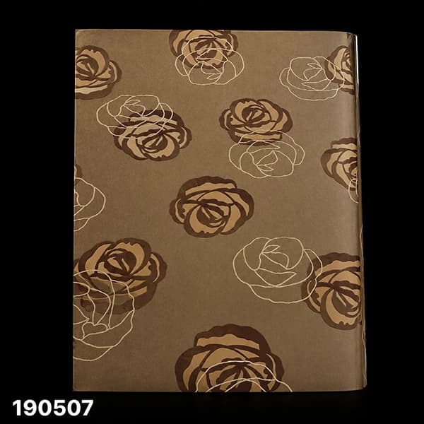 کاغذ دیواری استوک خارجی قابل شستشو (طرح گل رز قهوه‌ای و کرم) قیمت ویژه