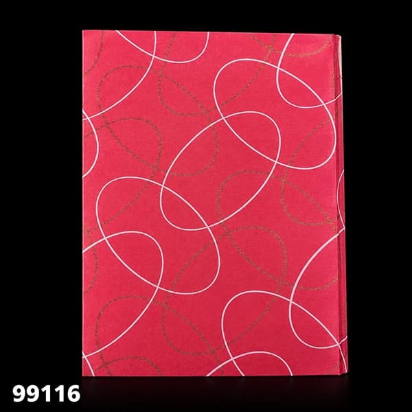 کاغذ دیواری استوک خارجی قابل شستشو (طرح خطوط منحنی سفید و طلایی روی زمینه قرمز) قیمت ویژه
