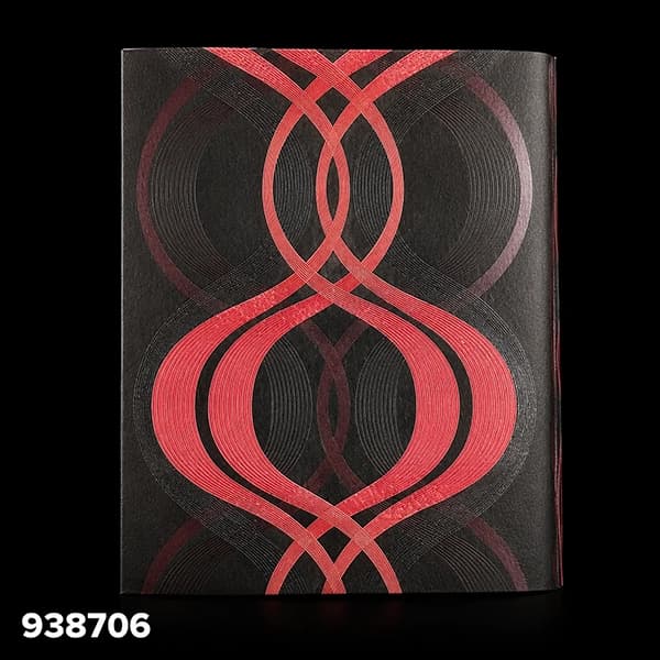 کاغذ دیواری استوک خارجی قابل شستشو (طرح هندسی حلقه‌ای مشکی و قرمز) قیمت ویژه — تصویر ۴