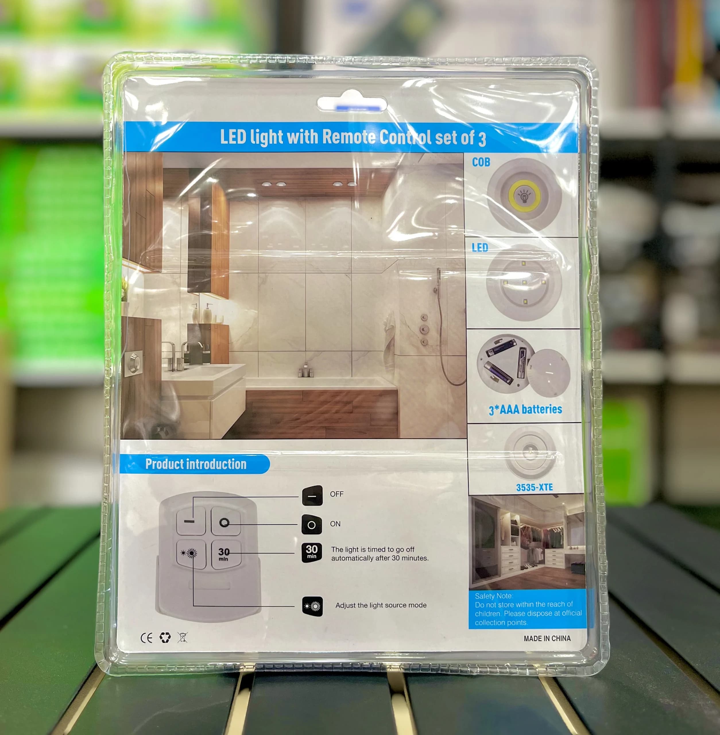 چراغ کابینتی LED بی‌سیم ۳ عددی با ریموت کنترل و تایمر ۳۰ دقیقه — تصویر ۹