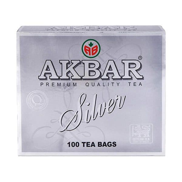 چای کیسه ای اکبر مدل نقره ای بسته 100 عددی — تصویر ۲