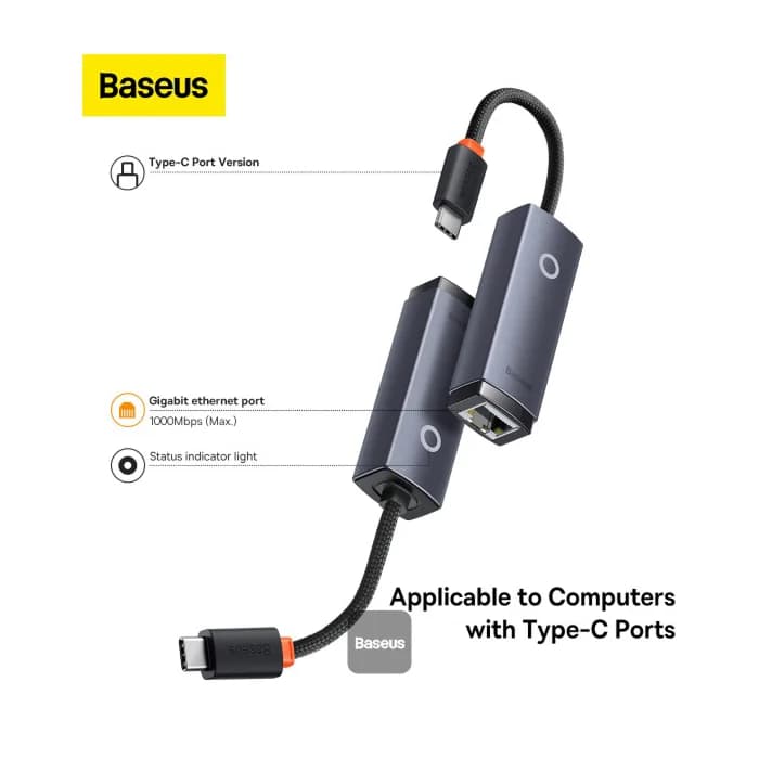 مبدل Type-C به LAN باسئوس مدل Baseus WKQX000313 — تصویر ۷